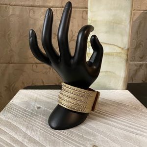 Leather Metallic Gold Cuff Bracelet